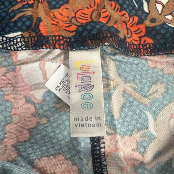 LuLaRoe Vintage Flowers Grannycore Blue Orange Brown Leggings Tall & Curvy TC - Picture 4 of 5